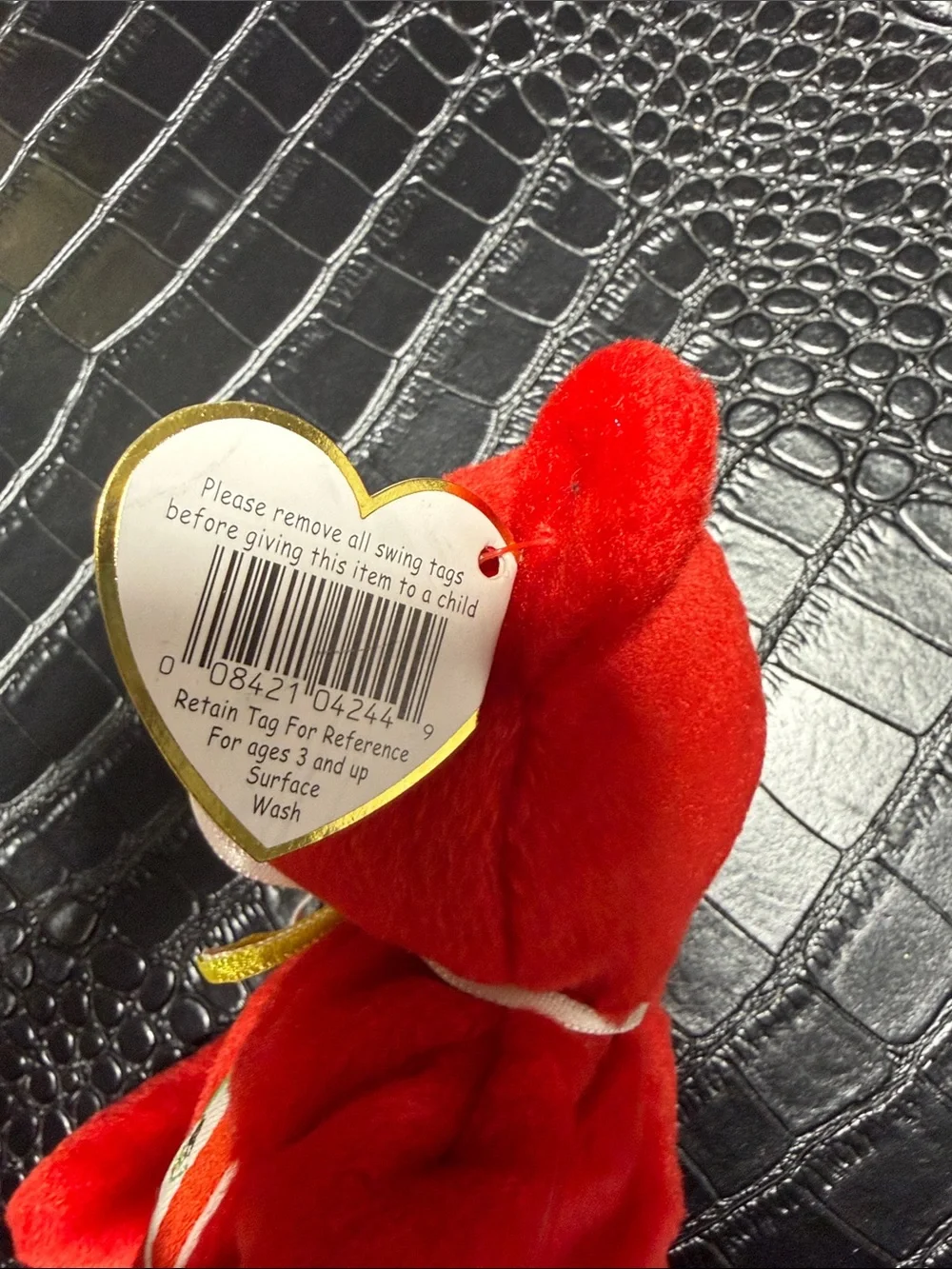Ty Red Plush Bear with Mexico Flag Patch (OSITO)